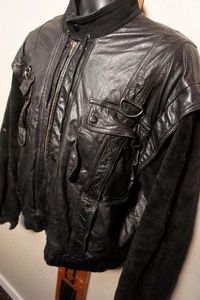 Vintage Wilsons 46 Leather & Suede Throat Tab Vintage Biker Motorrad Jacke o1 - Bild 1 von 12