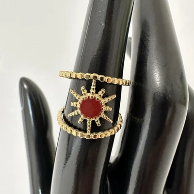 Red Tone Geometric Open Rings Adjustable Size - Image 1 of 4