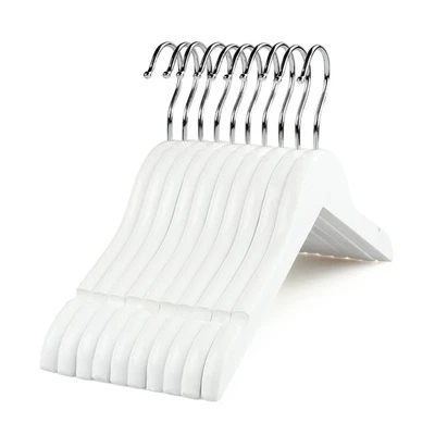 Perchas para ropa de bebé para armario blanco niños niños abrigo de madera con 360° Foto 1 de 4