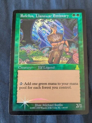 RARE Rofellos, Llanowar Emissary Foil,  LP - Magic the Gathering MTG - Image 1 of 3