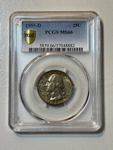 D Washington Quarter 1955 graduación profesional MS66 color raro - Imagen 1 de 8