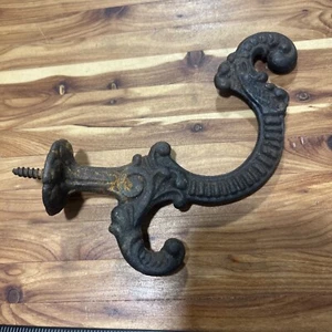 Antique Cast Iron Ornate Victorian Hanging Wall Coat Hooks Hat Knob Fancy - Picture 1 of 4