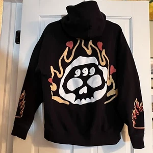 999 BURNING HEARTS HOODIE Schwarz Club Burning Hearts Erwachsene Medium Pullover - Bild 1 von 9