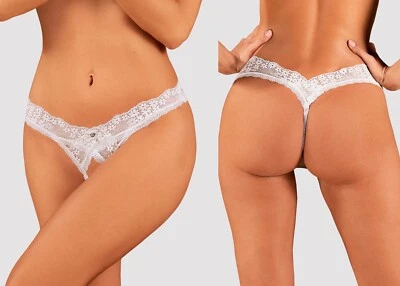 OBSESSIVE OUVERT STRING crotchless tanga weiß spitze tüll offen reizwäsche - Bild 1 von 4