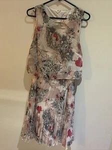 Regatta Dress Size 8 Pleated Races Wedding Pink Lined Evening Office Floral Euc - Picture 1 of 7