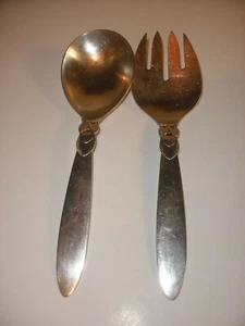 Georg Jensen Denmark Sterling silver Cactus serving fork and spoon salad Set 9" - Picture 1 of 3