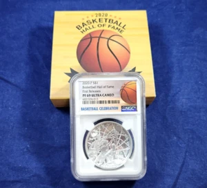 2020-P Basketball Hall of Fame Silver Dollar $1 NGC PF69 Ultra Cameo OGP First - Picture 1 of 6