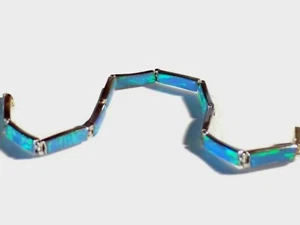 Pulsera Tenis Owhyhee Azul Ópalo de Fuego Cadena Joyería Plata Esterlina 950 - Imagen 1 de 11