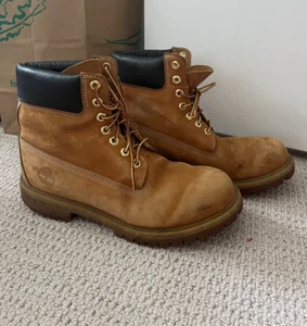 BELLO! Timberland Stivali Uomo 8 Scarpe Grano Marrone Beige 6" Lavoro - Foto 1 di 8