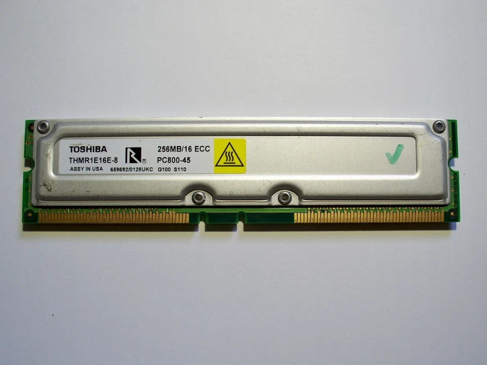 256MB 800MHz PC800 184-Pin RIMM 45ns ECC - Image 1 of 1