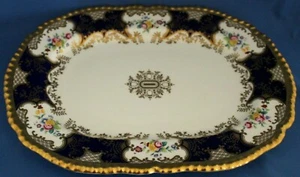 Coalport Panel Cobalt 14" X 10 3/8" Oval Serving Platter England "Near Mint" - Picture 1 of 9