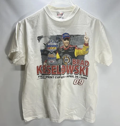 Brad Keselowski Rare Tee Shirt. 1st Cup Win White Cover