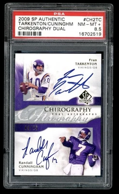 2009 SP Authentic Chirography Fran Tarkenton Randall Cunningham Auto /25 PSA 8.5 - Image 1 of 2