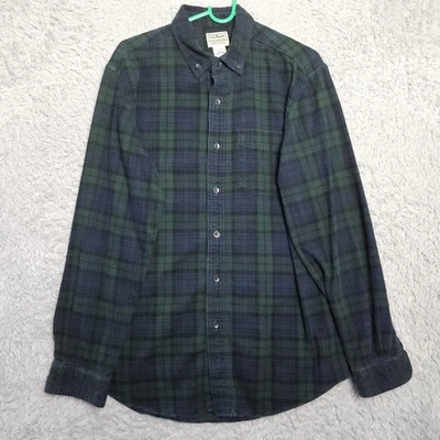 L.L. Camisa de Franela Frijol Reloj Negro Tartán Cuadros Un Bolsillo Ligeramente Ajustada M Reg Foto 1 de 4