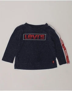 Top gráfico manga larga LEVI'S bebé niño 9-12 meses azul marino manchado AO01 - Imagen 1 de 3