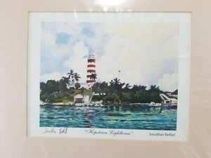 Johnathan Bethel Art Print / Hopetown Lighthouse /Signed /Print Area 7.5 X 5.75" - Picture 1 of 6
