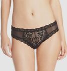 $35 Natori Women's Black Feathers Sheer Lace Hipster Brief Panties Size Large