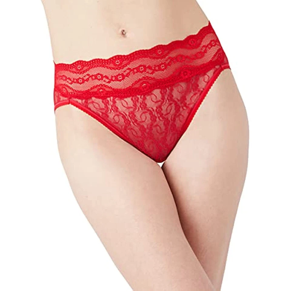 b.tempt'd by Wacoal 297807 Lace Kiss Hi Leg Brief Panty Crimson Red Large