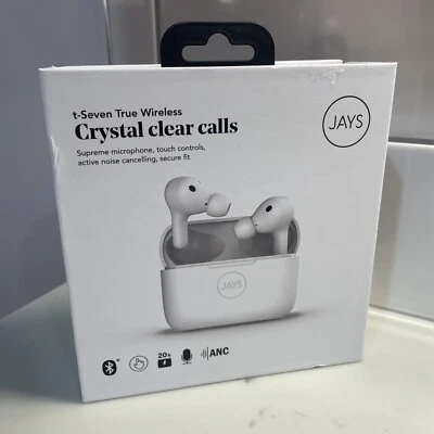 Fones de ouvido Jays t-Seven Bluetooth verdadeiro sem fio BRANCO fones de ouvido com cancelamento de ruído - Imagem 1 de 4