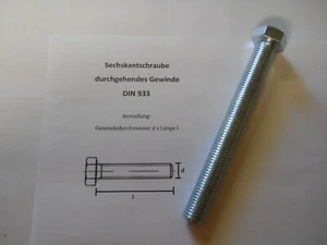 10 x SECHSKANTSCHRAUBEN  -VERZINKT-  M 20 x 180  8.8  -DIN 933- - Bild 1 von 2