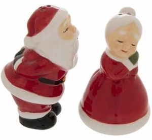2-teiliges SET KERAMIK SALZ & PFEFFERSTREUER (ca. 3") WEIHNACHTEN, WEIHNACHTSMANN & FRAU CLAUS, HL - Bild 1 von 9