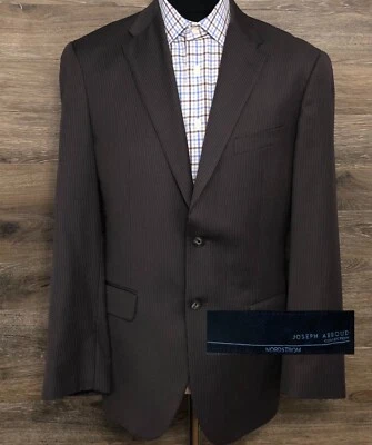 Joseph Abboud Men's Super 120 Wool Brown Pinstriped Blazer Sport Coat Jacket 40R Foto 1 de 4