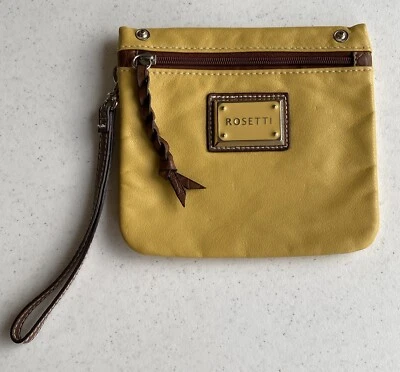 STUNNING Rosetti Large Wristlet Clutch Bag Pouch Attachment Yellow Brown Silver - Image 1 of 4