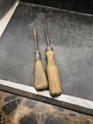 2 Vintage wood Handle Flat Blade Screwdriver. AD