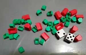 Colorado opoly Board Game Replacement Green Houses, Red Hotels, and Dice Only - Picture 1 of 1