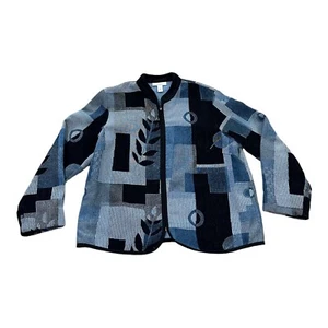 Dress Barn Blazer Women Size XL  Full Zip Front Jacket Blue Black Gray White - Picture 1 of 9