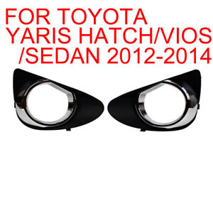 Pair Front Fog Light Cover Bezel For Toyota Yaris Hatchback Vios Sedan 2012-2014