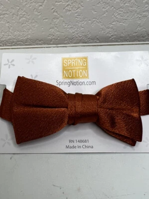 Boy's Bowtie Spring Notion Milano Crinkle Bow Tie Medium Rust New Adjustable - Image 1 of 4