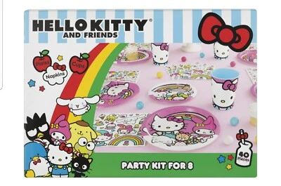 Hello Kitty 生日派对套件盒 - 8 盘 2 种尺寸餐巾杯 全新带盒 — 第 1/4 张图片