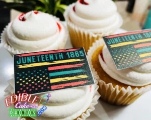 20 banderas Juneteenth comestibles en miniatura para cupcakes o galletas. - Imagen 1 de 1