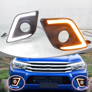 For Toyota Hilux 2015-2017 LED Fog Lamp DRL Daytime Running Light W Turn Signal - Picture 1 of 6