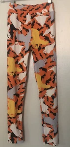 Girls LuLaRoe Leggings Pants Sz L XL HALLOWEEN Orange Ghosts Bats Holiday Print - Picture 1 of 4