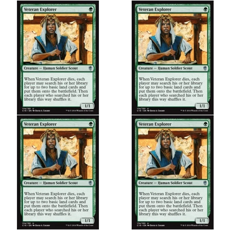 4 x VETERAN EXPLORER Commander 2016 MTG Green - Human Unc - Image 1 of 1