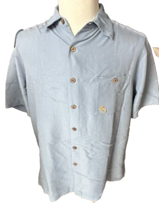 Hook & Tackle Mens Short Sleeve Button Embroided Bone Fish Slate Blue Large - Image 1 of 4