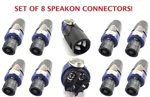 8 Pack 4 Pole Inline Speakon Connectors Adaptors Loudspeaker Audio Strain Relief - Picture 1 of 5