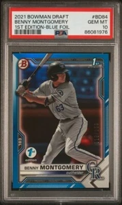 2021 Bowman Draft 1st Edition Rookie /150 Blue #BD84 Benny Montgomery RC PSA 10 - Picture 1 of 6