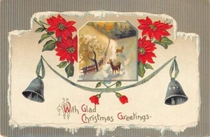 Alte AK: Mit frohen Weihnachtsgrüßen, DB 1910er Jahre, Weihnachtssterne, Glocken - Bild 1 von 2