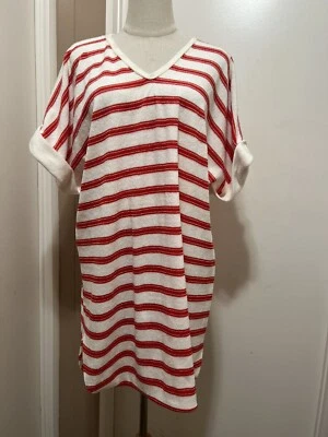Vintage Miss Elaine Relax Pullover Short Robe Striped Short Sleeve OS - Image 1 of 4