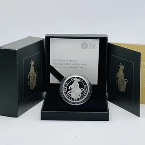 2018 RM QUEENS BEASTS BLACK BULL OF CLARENCE SILVER PROOF 1OZ £2 COIN COA:1918 - Picture 1 of 4