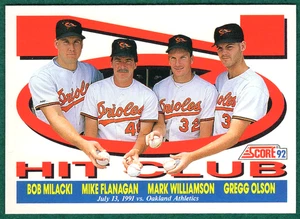 Milacki/Flanagan/Williamson/Olson - 1992 Score #427 - No Hit Club Baseballkarte - Bild 1 von 2