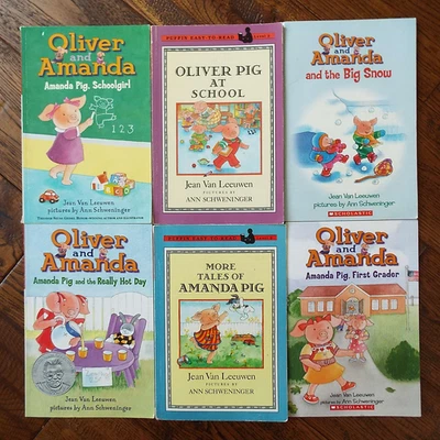 Lot 6 Oliver and Amanda Pig Series Readers Vtg Books by Jean Van Leeuwen - Image 1 of 2