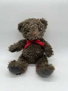 Kellytoy dunkelbraun grau Teddybär Plüsch rotes Band Schleife 11 Zoll Stofftier Plüschtier Spielzeug - Bild 1 von 6
