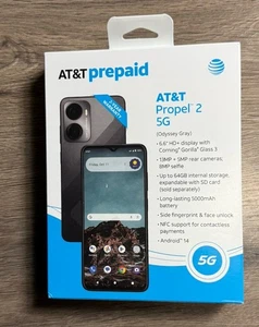 Smartphone prepagato grigio bloccato su AT&T ATT Propel 2 5G 64 GB 6,6" 13 MP NUOVO SIGILLATO - Foto 1 di 2