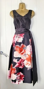 ROMAN size 12 GORGEOUS Black Red A-Line Occasion Formal Dress Floral Wedding VGC - Picture 1 of 5