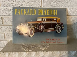 Letrero de metal de lujo PACKARD PHAETON PACKARD IS HOMBRE CUEVA GARAJE AAA - Imagen 1 de 8