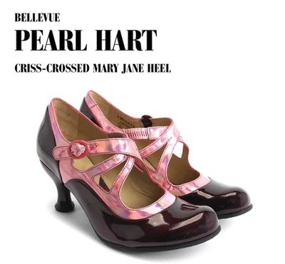 Tacón Mary Jane Fluevog Bellevue Pearl Hart entrecruzado púrpura/rosa -7,5 Foto 1 de 4